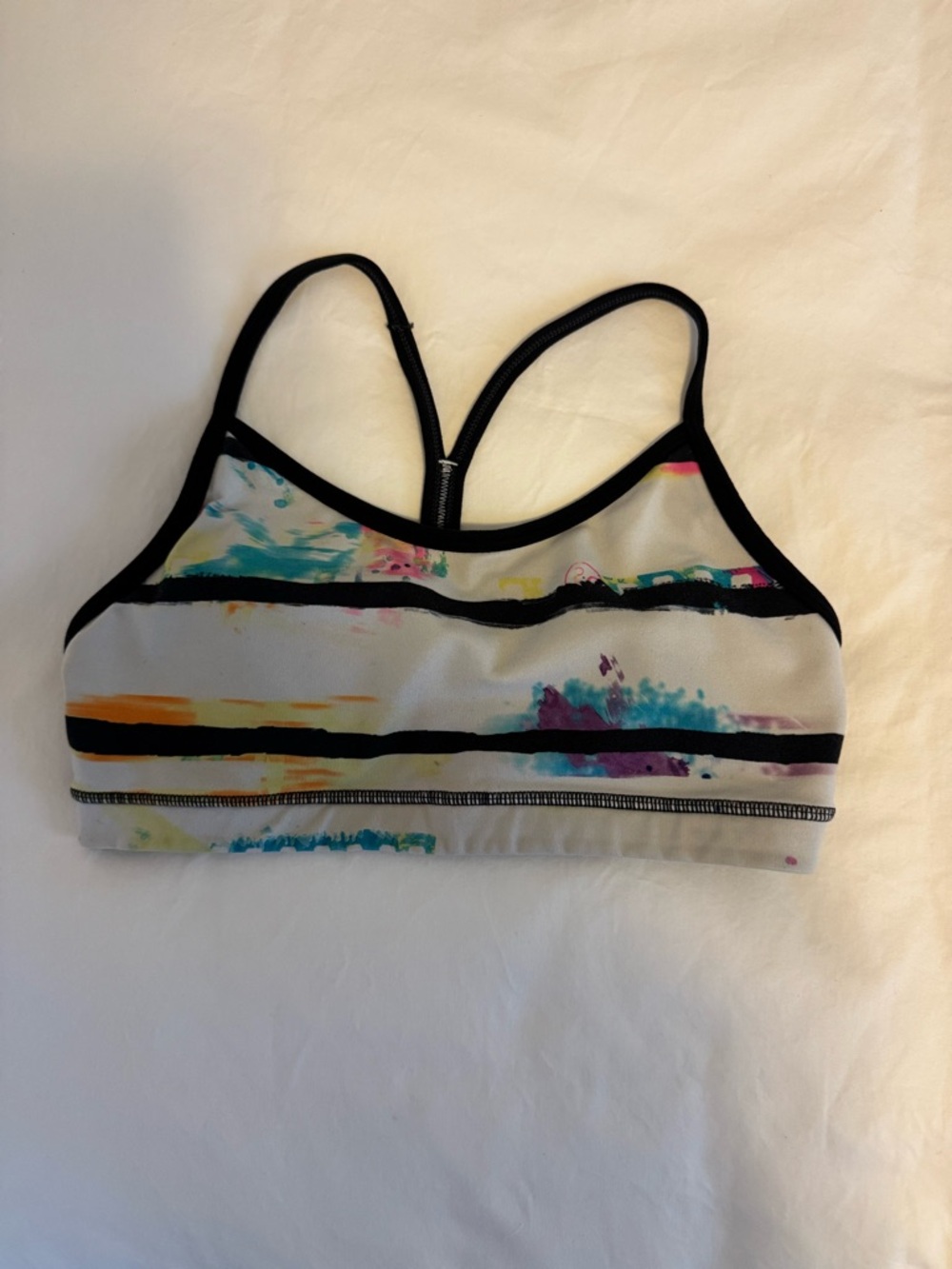 lululemon athletica White Multicolor Flow Y Bra Nulu Light Support